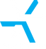 Blue abstract geometric logo with angular diagonal shapes on white