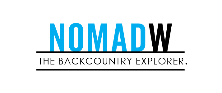 NomadW logo, blue and black text, "The Backcountry Explorer" tagline
