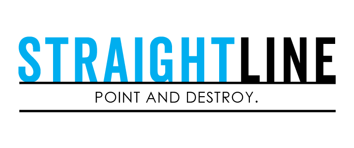 Straightline logo in blue and black with "Point and Destroy" tagline